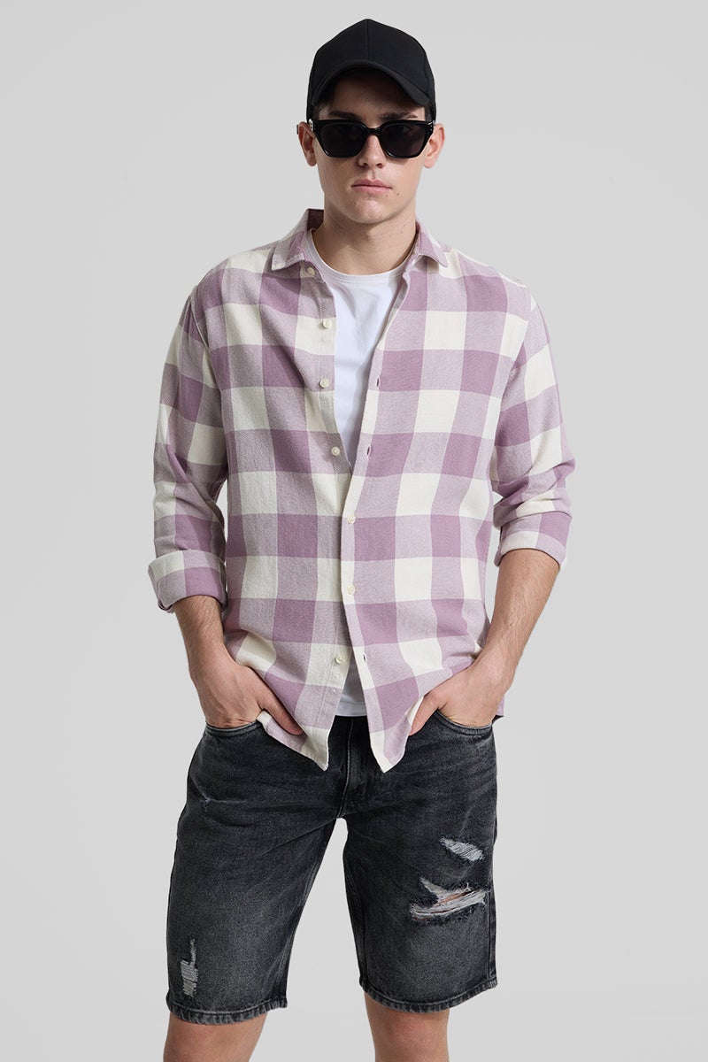 SNITCH Lavender Slim Fit Checks Shirt - Image 1